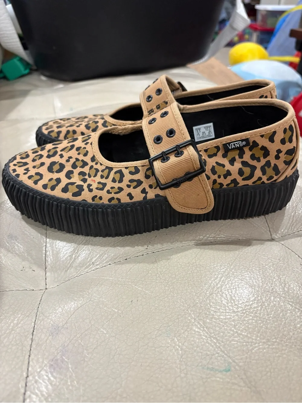 VANS Leopard Print Mary Jane Flats - creepers Tan/Black - Picture 2 of 5